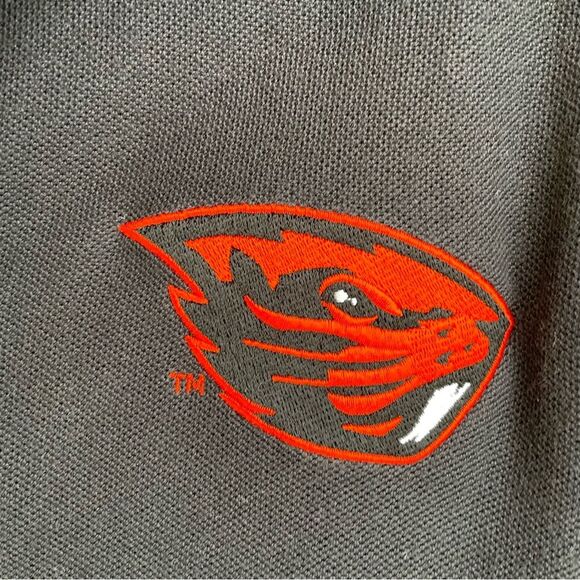 Nike Men’s Oregon State Beavers 100% Cotton Polo Black Swoosh Beaver Head Size L - Picture 3 of 13